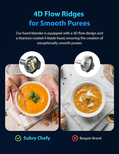 2026 New 1000W Immersion Blender Handheld – 25-Speed, Stainless Steel, Hand Blender, Corded Hand Mixer with Heavy-Duty Copper Brushless Motor & Gift Box (Black)4