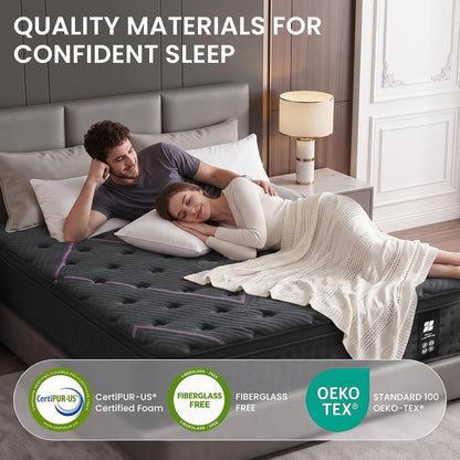 Full Size Mattress 12 Inch, Hybrid Mattress with Extra Back Support7