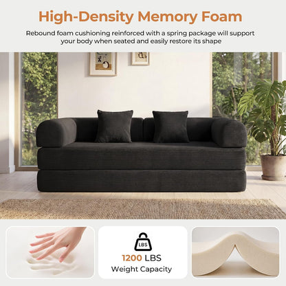 79" Convertible Futon Sofa Bed, Boneless Couch for Living Room4