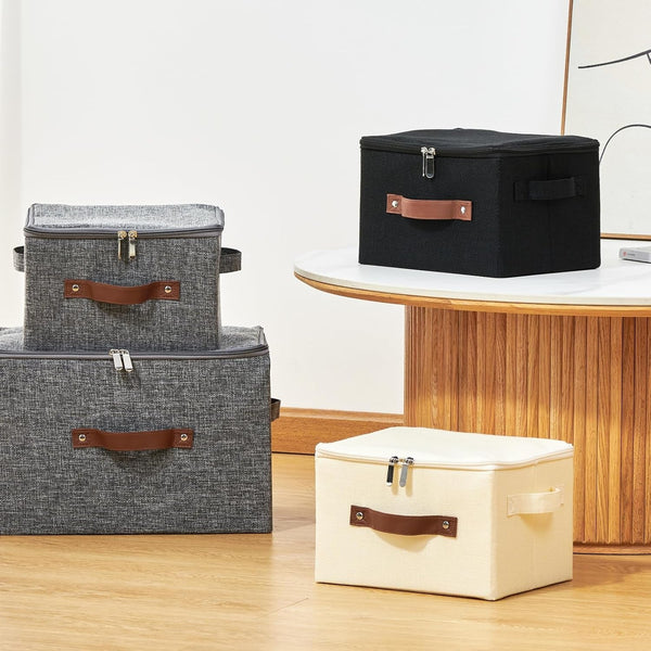 Storage Bins with Zipper Lids Decorative Lidded Baskets Boxes6