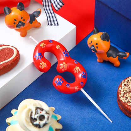 Number 3 Dog Paw Birthday Candle Cake Topper for Party Decor6