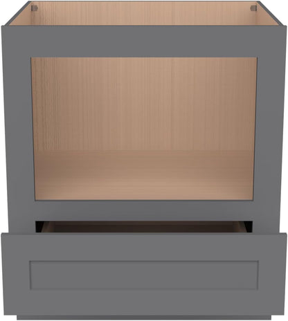 Microwave Base Cabinet – Solid Wood Shaker Style Kitchen Storage Base Unit with Drawer & Soft-Close Doors, RTA Pantry Cupboard for Dining Room, Coffee Bar 30" W X 24" D X 34 1/2" H (Pebble Gray)5