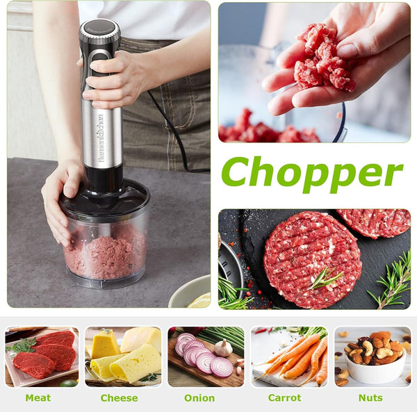 Immersion Blender with Food Processor, 20 Speeds & Turbo Mode | 4-In-1 Emulsion Hand Blender, Egg Whisk, 24 Oz Beaker & Chopper Bowl, Portable Hand Mixer for Smoothie, Soup, Baby Food5