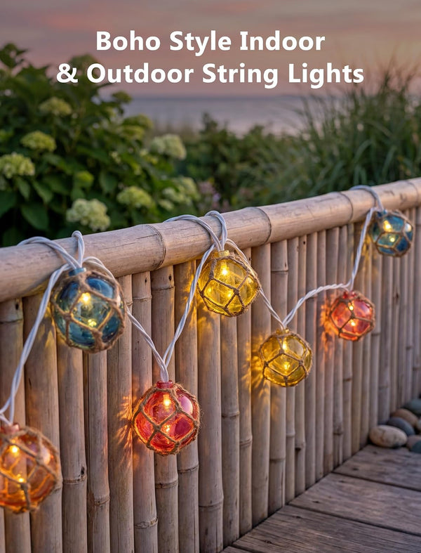 Nautical String Lights Plug In, 12FT 20 LED Tiki Bar Lights with Fishing Float Buoy, UL Certified Waterproof Patio Lights for Beach Party, Coastal Camping Home Indoor Outdoor Summer Decor6