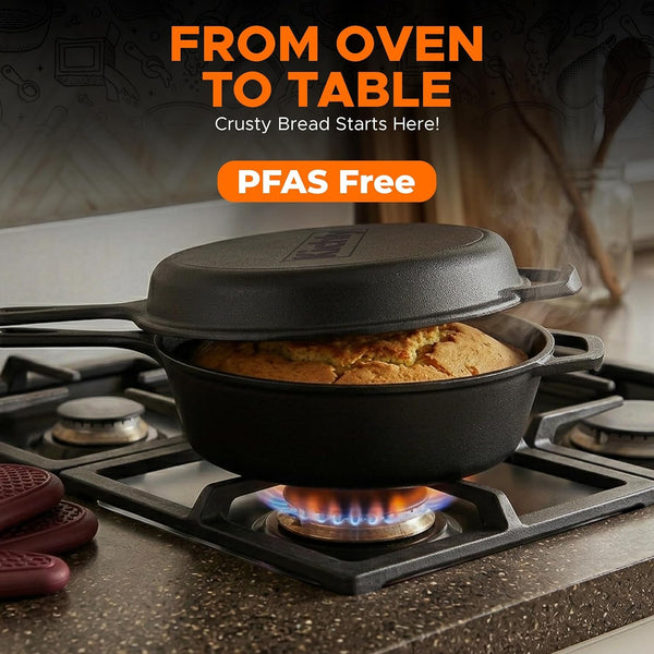 Combo Cooker Cast Iron Dutch Oven with Lid 2 In1, PFAS Free Pre-Seasoned Multi Cookware Skillet, 3.2QT Cast Iron Pan Dutch Oven Deep Pot with Frying Pan 10.25 Inch, Grill Induction Stovetop Camping7