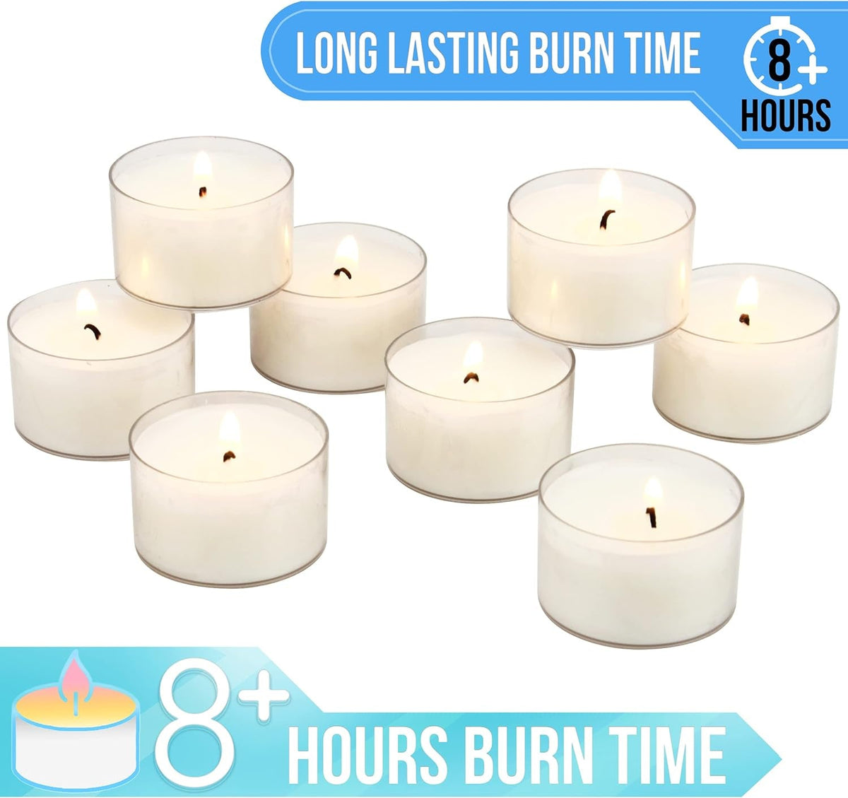 bulk-96-pack-unscented-smokeless-long-burning-clear-cup-tea-light-candles-with-8-hour-extended-burn-time-white