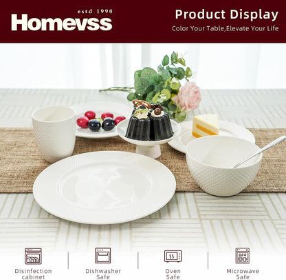 Homevss, New Bone China Embossed Rain Drops 16Pc Dinnerware Set3