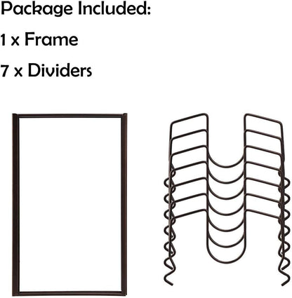 Pot Lids Organizer Rack for Cabinet and Countertop, 7+ Pan Lids and Bakeware Organizer Rack Holder with 7 Adjustable Compartments - Brown5