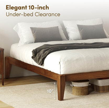 Thor Premium Solid Wood Bed Frame Queen, Japanese Joinery Bed Frame with Wood Slat Support, Platform Bed, No Box Spring Needed, Easy Assembly, Minimalist & Modern Style (Walnut)4