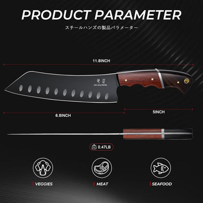 Santoku Knife 7 Inch - Japanese Chef Knife for Fish, Bunka Knife5