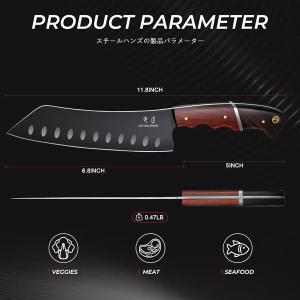 Santoku Knife 7 Inch - Japanese Chef Knife for Fish, Bunka Knife5