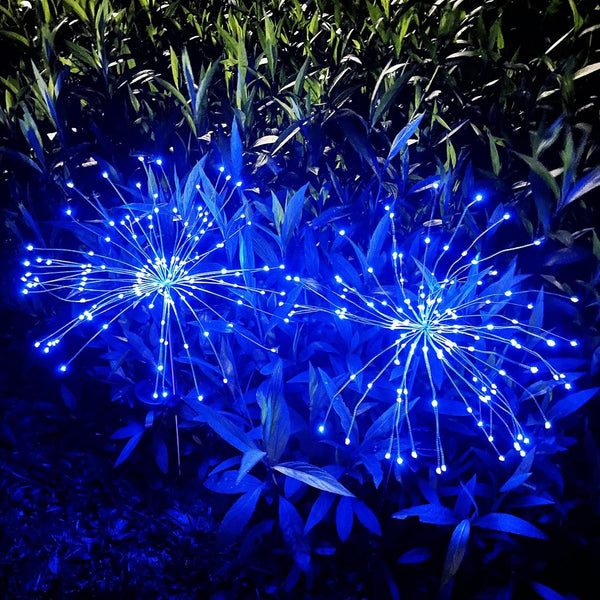 Solar Firework Lights, 2 Pack 120 Leds 2 Lighting Modes Solar Garden Lights Outdoor Waterproof for Yard Patio Walkway Pathway Party Wedding Christmas Decorative - Blue2