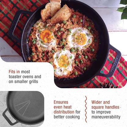 Cast Iron round Skillet with Double Loop Handles, Made in Colombia, 10 Inches4