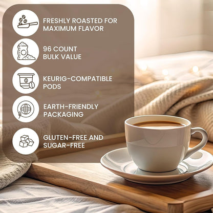 Coffee Pods Variety Pack – 96 Count, 12 Flavors, Hazelnut, S'Mores, French Toast, Bananas Foster, Crème Brûlée, No Sweeteners, Low Acid, Keurig Compatible7