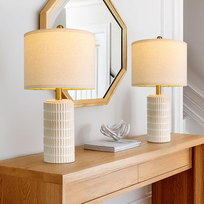 20.75" Small Modern Ceramic Table Lamps Set of 2 for Bedroom, White | Bedside Lamps for Nightstands, Farmhouse Home Decor, End Table & Desk Light, Ideal Housewarming New Home Gift for Women Mom1