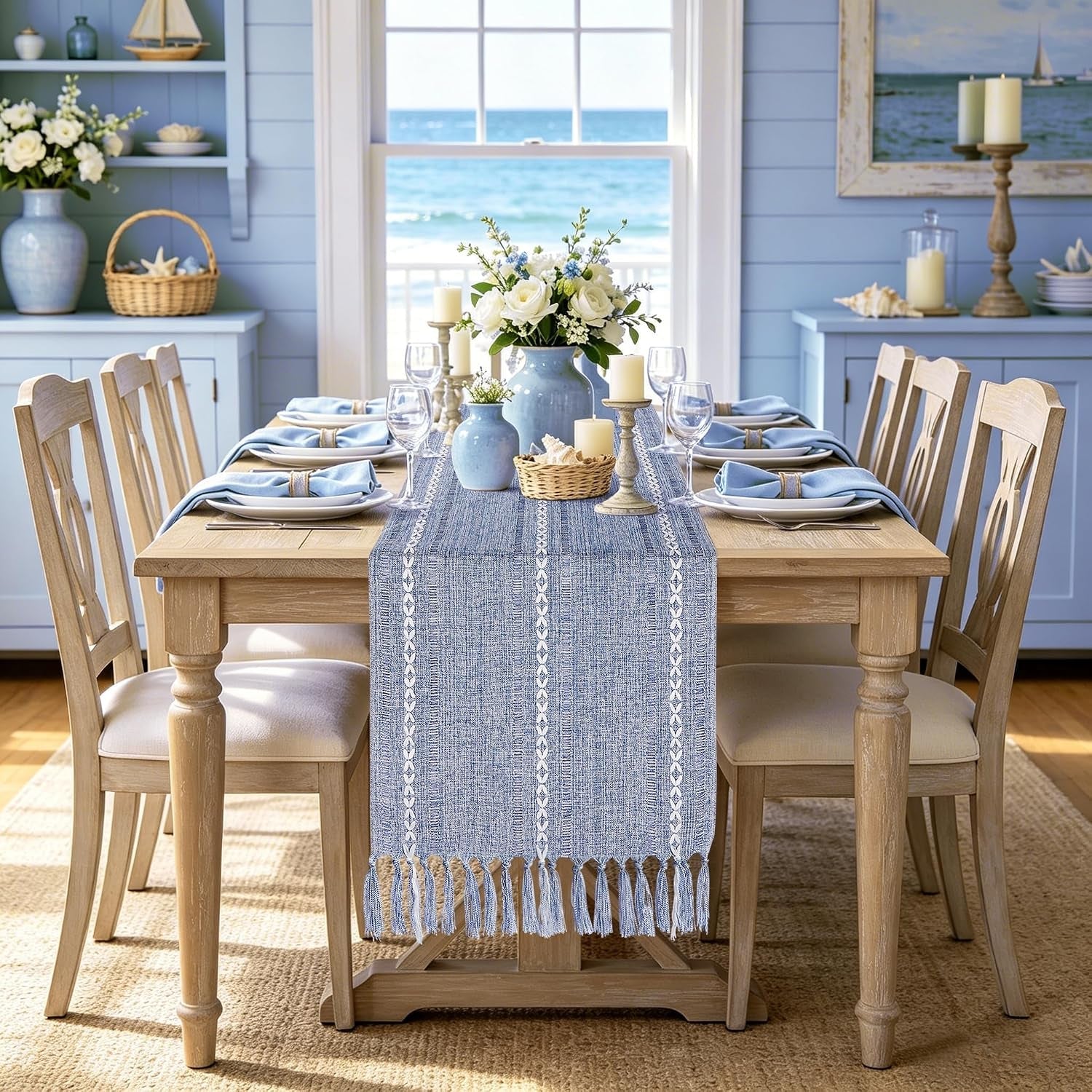 dusty-blue-table-runner-15-x-72-inches-spring-summer-cotton-linen-farmhouse-dresser-runner-cover-top-rustic-blue-and-white-coastal-table-decor-for-dining-room-kitchen-wedding-party-home-decor