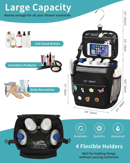 Shower Caddy Portable, Hanging Shower Caddy for College Dorm Room Essentials, Mesh Shower Bag with DIY Decoration Charms, Large Capacity Toiletry Bag for Gym, Swiming, Camping, Bathroom, Beach, Travel2