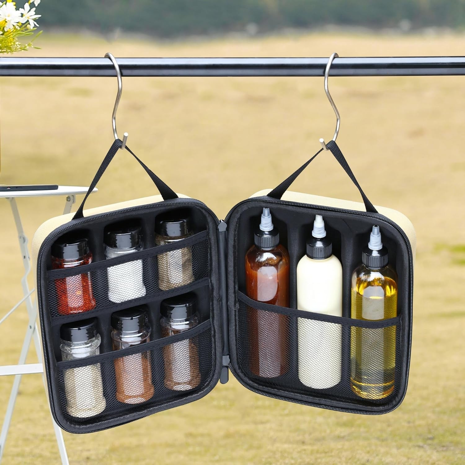 11-piece-camping-spice-kit-6-powder-3-liquid-containers-with-leakproof-lids-portable-funnel-eva-hard-case-portable-seasoning-set-for-hiking-bbq-rv-travel-bpa-free-pet-bottles