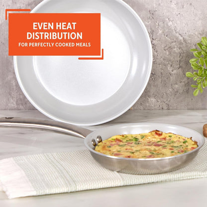 8 in 2 Ply Aluminum Gray Ceramic Fry Pan with Stainless Steel Handle | 2 Ply Construction with Induction and Oven Use, Ideal for Pan Frying and Sautéing6