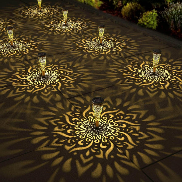 6 Pack Solar Lights Outdoor Garden Decorative Mandala Solar Garden Lights with Warm Light Waterproof Solar Pathway Landscape Lights for Path Backyard Walkway Yard Decor, Gardening Gifts for Women1
