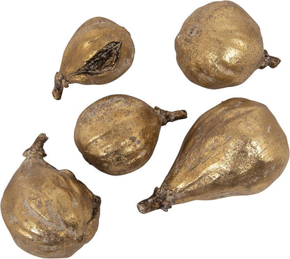 Creative Co-Op Resin Figs with Gold Finish (Set of 5 Pieces)5