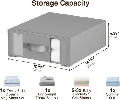 Bed Sheet Organizers and Storage 6 Pack - Foldable Sheet Holder, Linen Closet Organizer Box for Sheets Set, Bedding, Blankets, Towel (King & Queen Size), Grey5