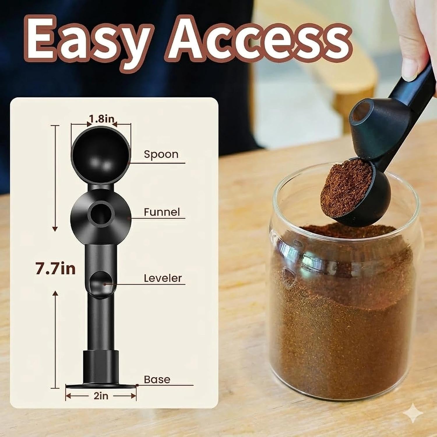coffee-scoop-with-funnel-for-ground-coffee-protein-powder-tea-2-tbsp-mess-free-scoop-funnel-for-reusable-k-cup-countertop-design-for-home-office-handy-long-handle-easy-to-clean-1-pack