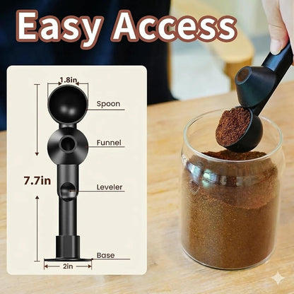 Coffee Scoop with Funnel for Ground Coffee, Protein Powder & Tea, 2 Tbsp | Mess-Free Scoop Funnel for Reusable K-Cup, Countertop Design for Home & Office, Handy Long Handle, Easy to Clean, 1-Pack6