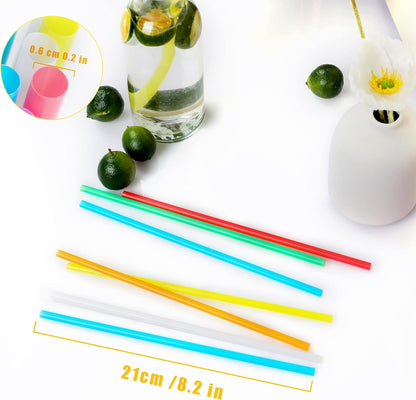 500 Pcs Colorful Disposable Drinking Plastic Straws.(0.23'' Diameter and 8.26" Long)-8 Colors | 0.23" Diameter X 8.26" Long, for Parties, Events, Daily Use2