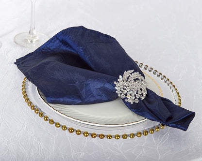 10 PCS 20" Crushed Crinkle Taffeta Napkins/Taffeta Table Napkin for Restaurant Kitchen Dining Wedding Party Banquet Events - (NAVY BLUE)1