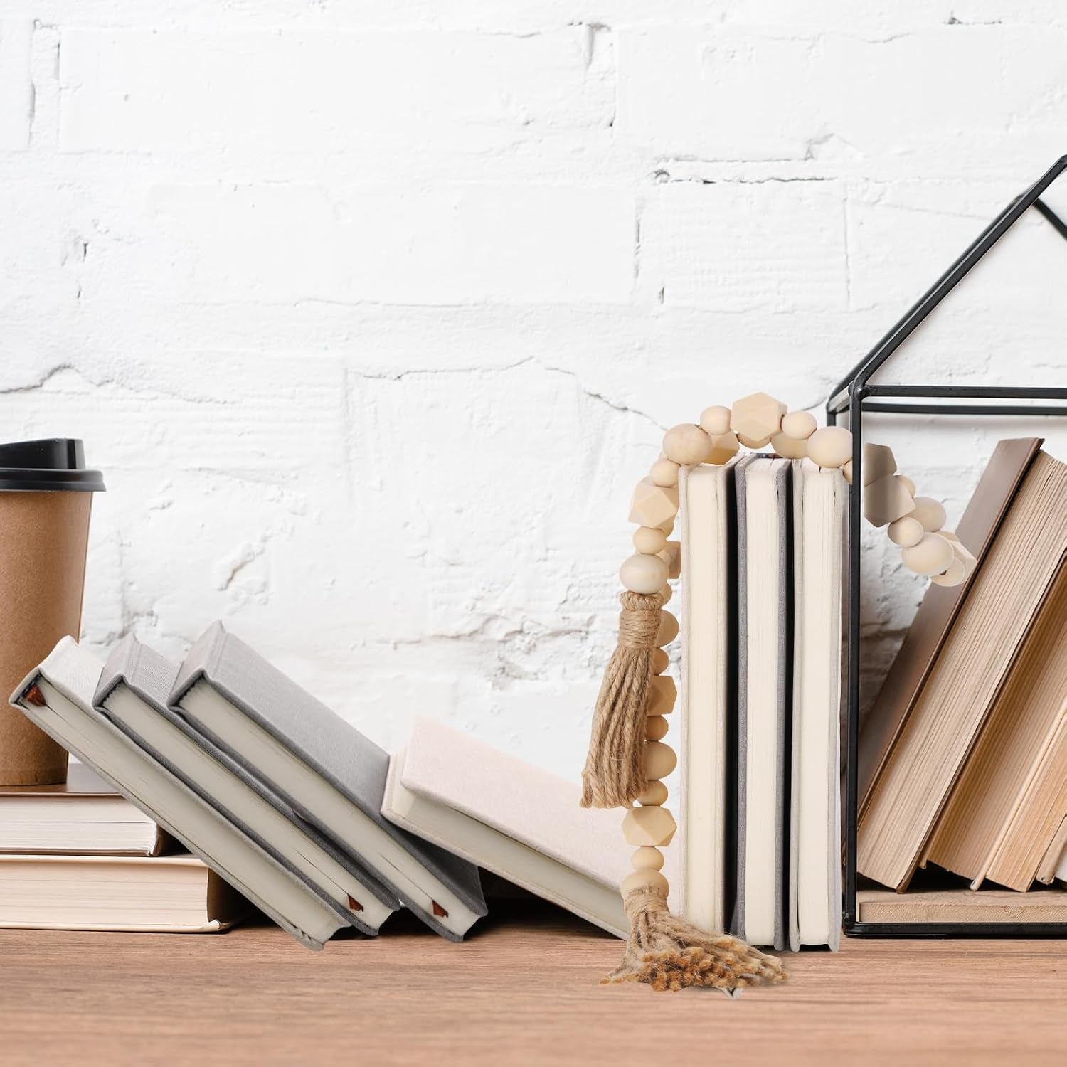 3-pieces-faux-decorative-books-set-for-home-decor-classical-grey-8-5-x-5-7-stacked-linen-notebook-shelves-coffee-table-display-books-with-wood-bead-bookend-gift-for-mantle-living-room