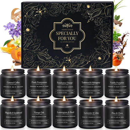 10 Pack Scented Candles for Men, Masculine Candle Gift Set with Woody & Fresh Scents, Soy Wax Aromatherapy Candles for Home, Gifts for Him, Boyfriend, Father'S Day1