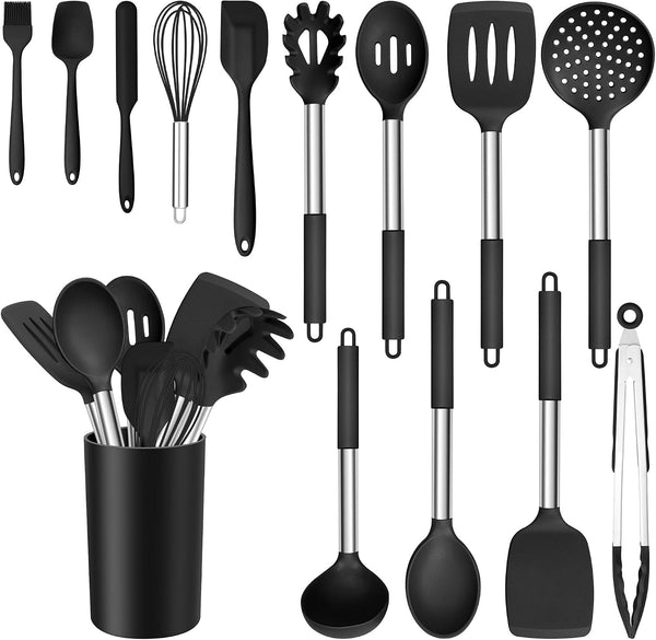14-PCS Silicone Cooking Utensils Set, Kitchen Utensils Set W/Holder1