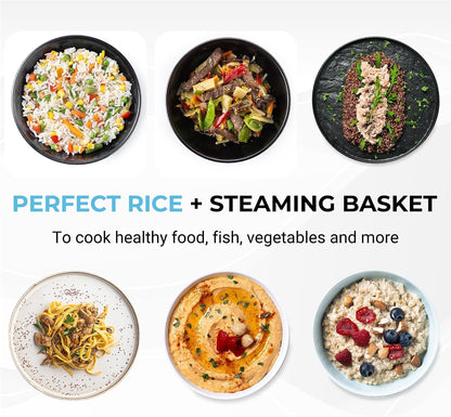 Rice Cooker 10-Cup (Cooked) Steaming Basket One-Touch Operation, Automatic Keep Warm Function, Red3