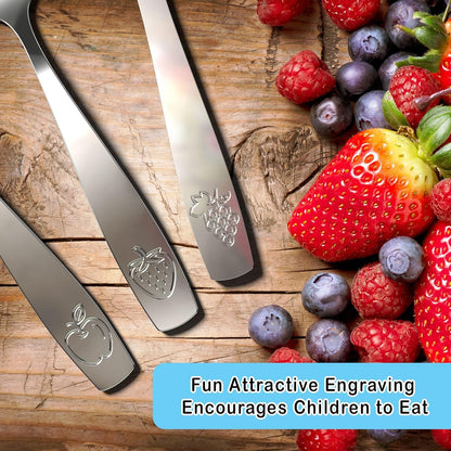 Stainless Steel Kids Silverware Set 6 Pieces - Child and Toddler Safe Flatware - Kids Utensil Set - Metal Kids Cutlery Set (Includes 3 Small Kids Spoons & Kids 3 Forks)5
