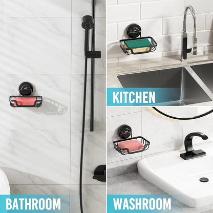 Soap Dish, Bar Soap Holder Suction Cup, Stainless Steel Sponge Holder6