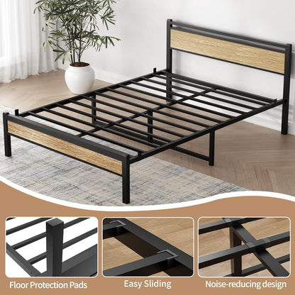 Easy Install 16 Inch Full Size Bed Frame with Headboard&Footboard6