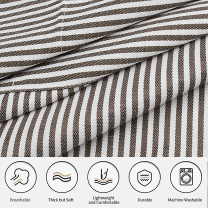 2 Pack Kitchen Cooking Aprons, Adjustable Bib Soft Chef Apron with 2 Pockets for Men Women(Black/Brown Stripes)3