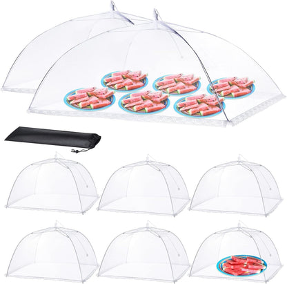 Food Covers for outside - 2 Extra Large (40 X 25 In) & 6 Large (17 X 17 In) Food Tents/Food Covers for Outdoors Mesh Screen, Picnic Pool Party Supplies, Pop-Up and Collapsible1