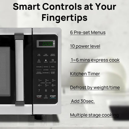 Microwave Countertop Oven, 700W Small Microwaves, 0.7 Cu.Ft Mini Ovens Compact with 10 Power Levels, 6 Cooking Menus for Apartments, Dorm and Small Space Kitchen, Child Lock, Easy Clean, Black5