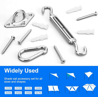 Sun Shade Sail Hardware Kit 6 Inch for Rectangle & Triangle Shade Sail Install, Stainless Steel Shade Sail Fixing Accessories for Outdoor Patio Canopy Garden, Heavy Duty Awning Attachment Set (44 Pcs)7