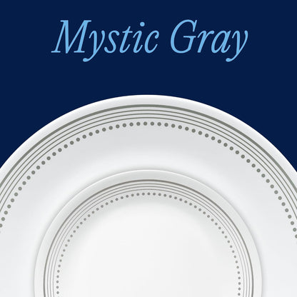 Vitrelle 18-Piece Service for 6 Dinnerware Set Triple Layer Glass and Chip Resistant, Lightweight round Plates and Bowls Set, Mystic Gray2