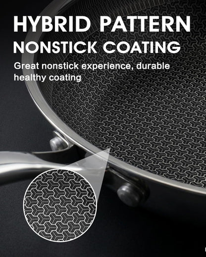 Stainless Steel Non Stick Frying Pan with Lid - PFOA Free | Induction Compatible | Oven & Dishwasher Safe | Stay Cool Handle | Versatile for All Stovetops | Gift4