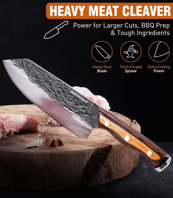 4PCS Hand Forged Butcher Knife Set, Kitchen Knives Gift for Men Women2