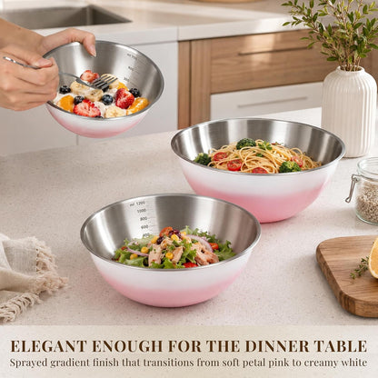 Pink Gradient Mixing Bowls with Measurements, 3-Piece Set4