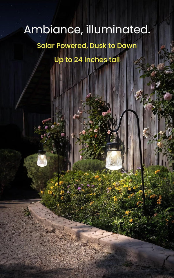 2PK Solar Crackle Glass Lanterns Hanging Light4
