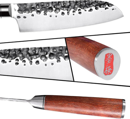 Santoku Knife 7 Inch,High Carbon Steel Ultra Sharp Asian Chef Knife with Brazilian Rosewood Handle and Gift Box for Family & Restaurant5