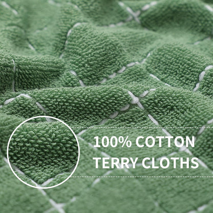100% Cotton Terry Kitchen Towels, 4 Pack, Grass Green2