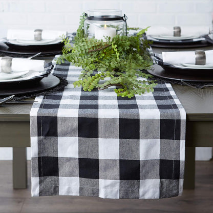 Buffalo Check Collection, Classic Farmhouse Table Runner, 14X108, Black & White4