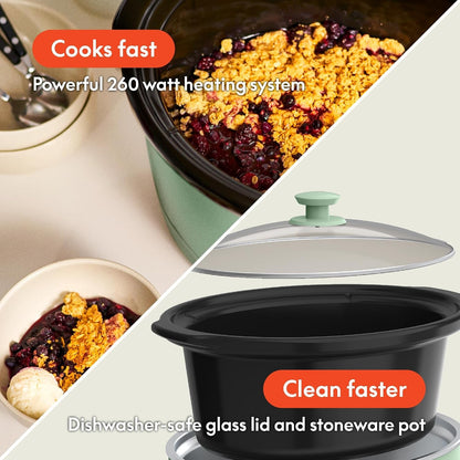 6Qt Manual Non-Toxic Slow Cooker with Cord Storage, Seaglass4